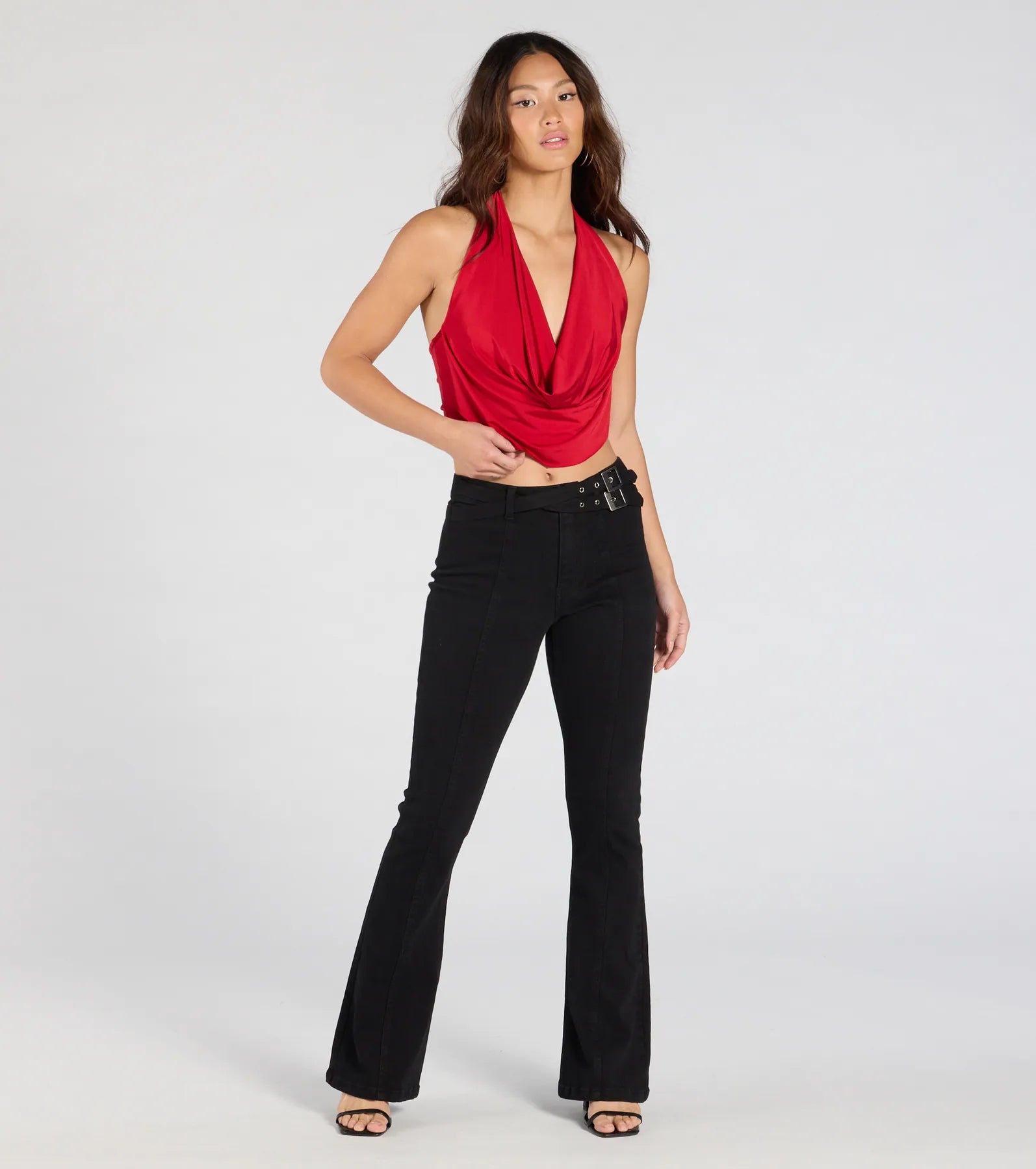 Take The Plunge Sleeveless Halter Crop Top - Image 24