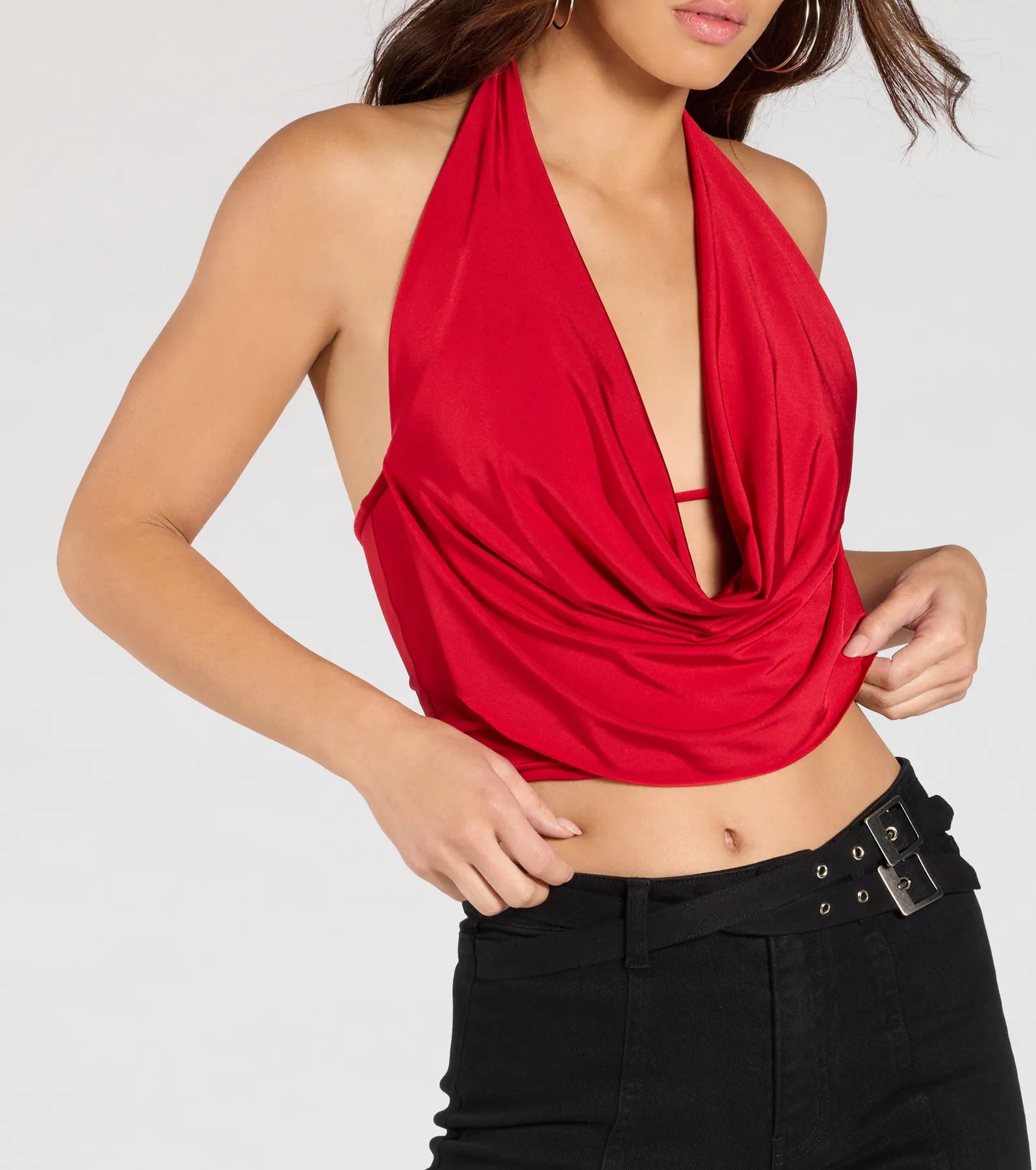 Take The Plunge Sleeveless Halter Crop Top - Image 25