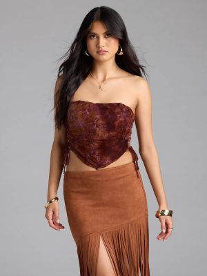 Romantic Nights Lace-Up Paisley Corset Top