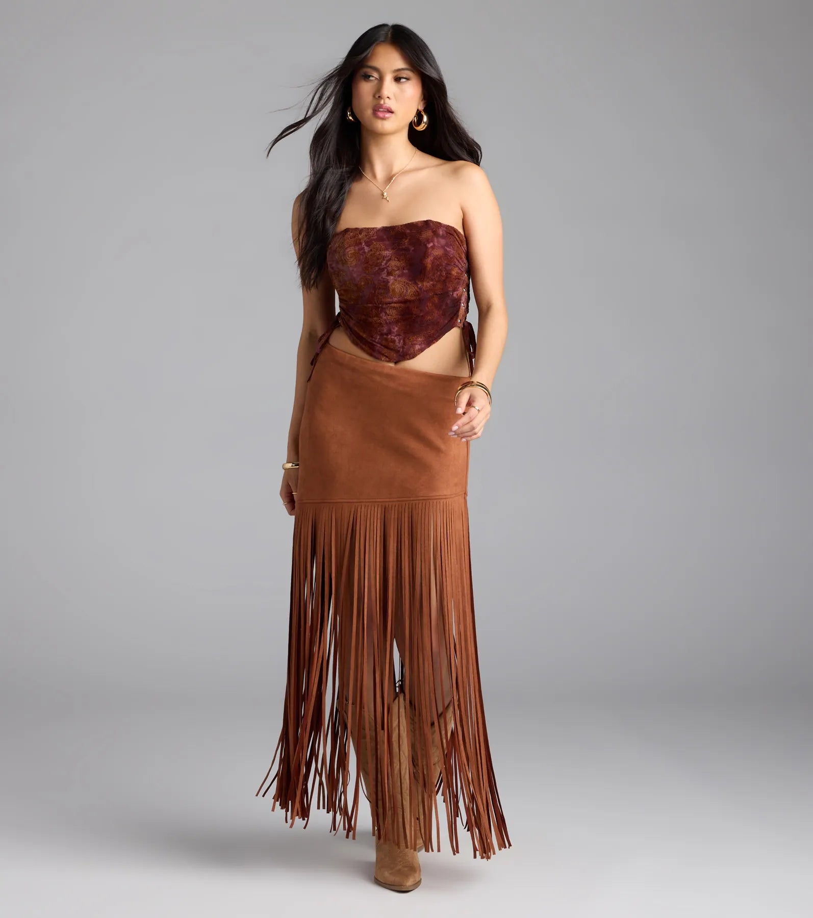 Romantic Nights Lace-Up Paisley Corset Top - Image 3