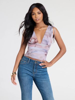 Taking The Plunge Floral Mesh Crop Top