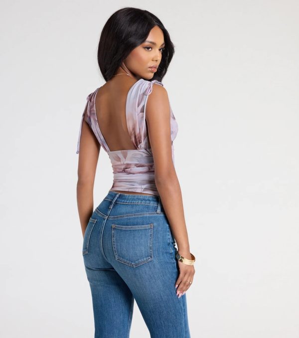 Taking The Plunge Floral Mesh Crop Top - Image 2