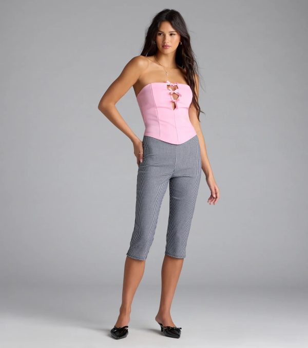Love For Bows Strapless Ponte Crop Top - Image 7