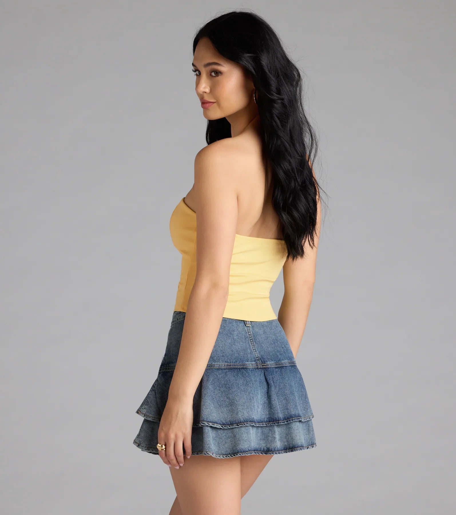 Posh And Pretty Strapless Bow Ponte Crop Top - Image 2