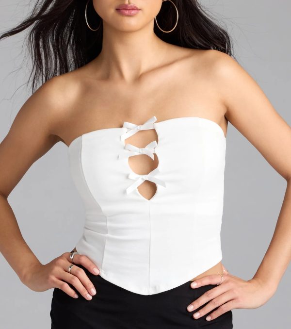 Darling Strapless Bow Ponte Crop Top - Image 8