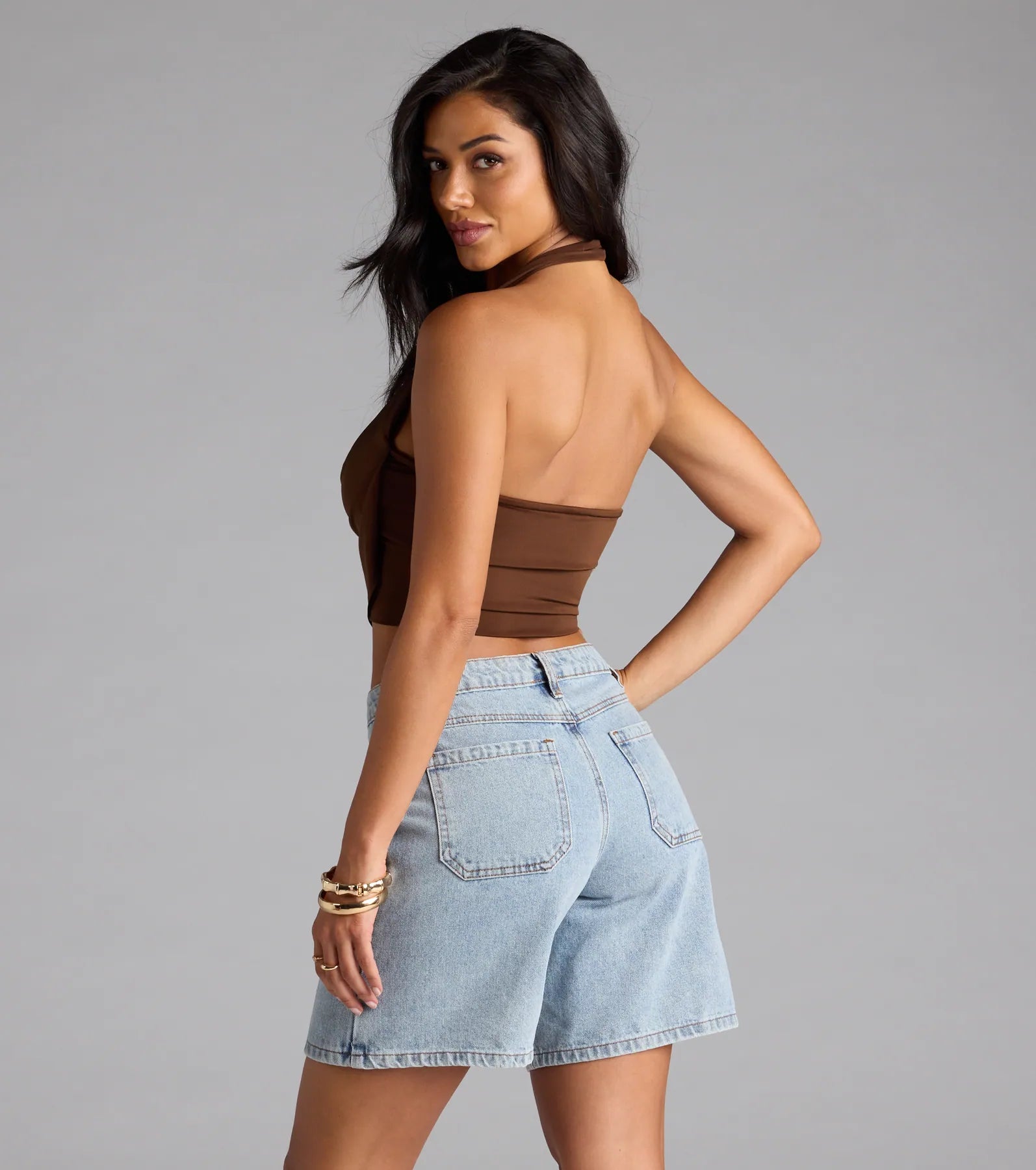 Take The Plunge Sleeveless Halter Crop Top - Image 51