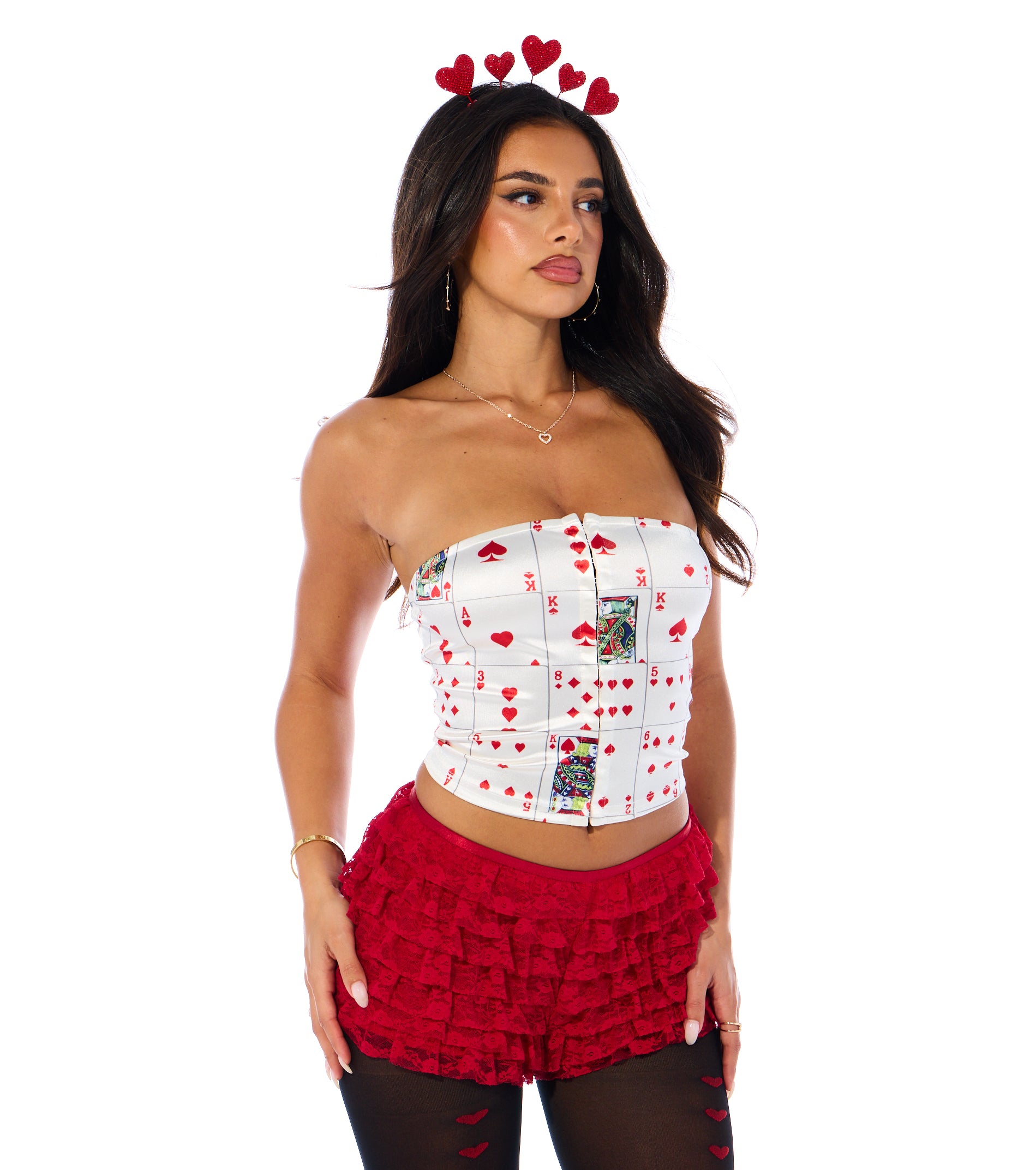 Queen Of Hearts Satin Corset Top - Image 4