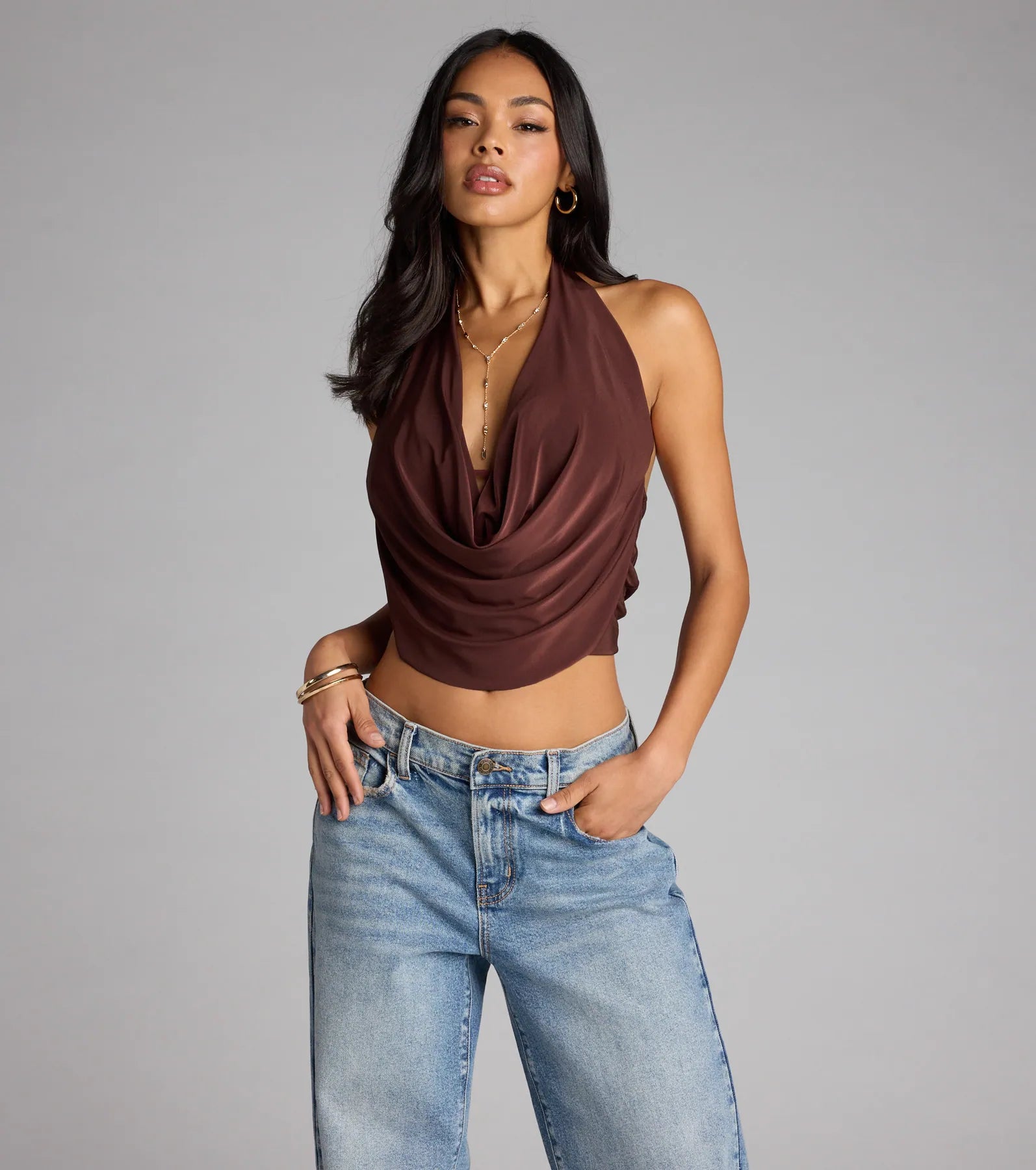 Take The Plunge Sleeveless Halter Crop Top - Image 54