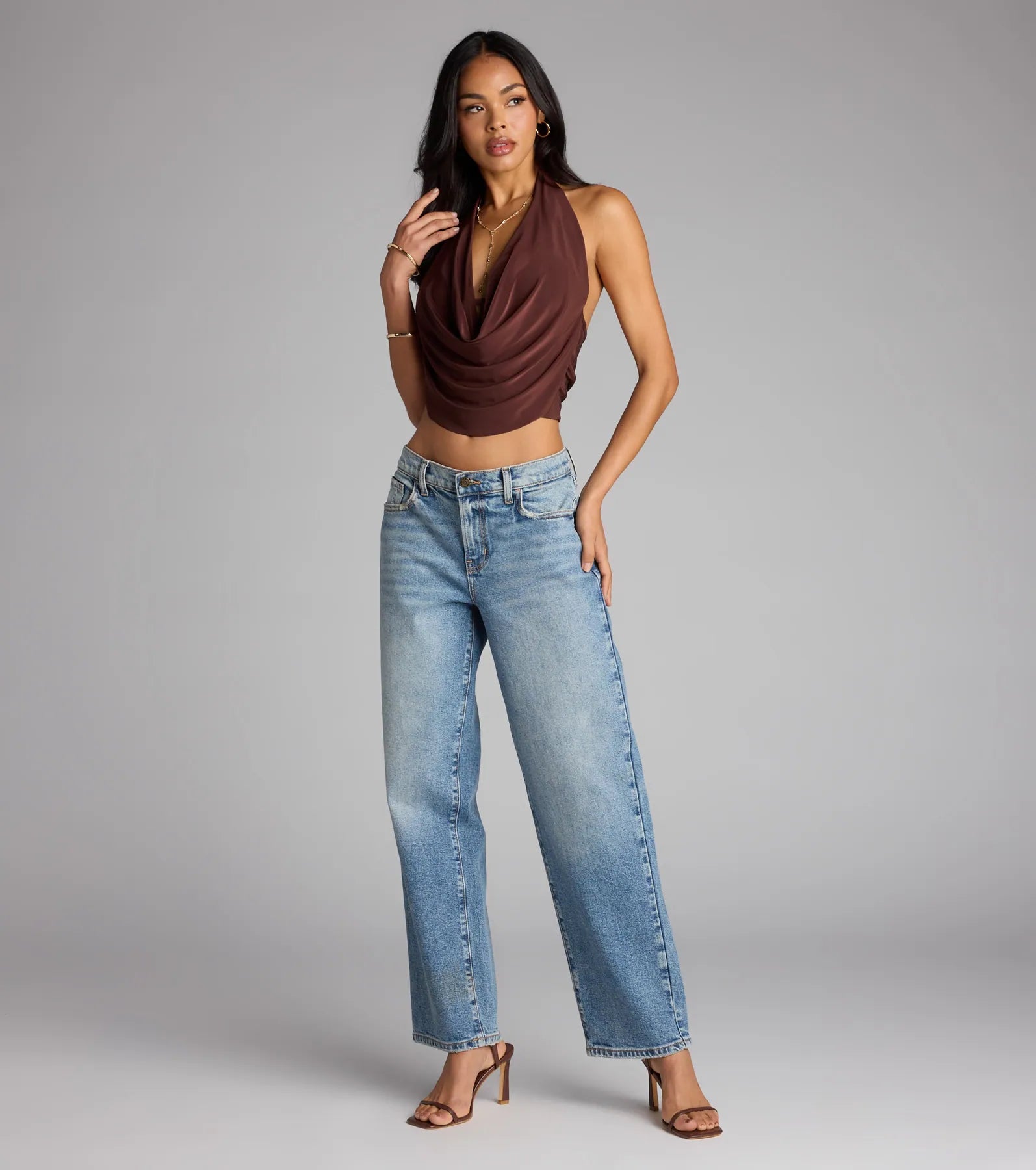 Take The Plunge Sleeveless Halter Crop Top - Image 56