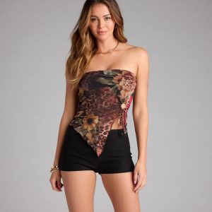 Wild Vibe Leopard Floral Print Tube Top