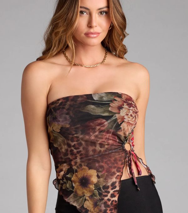 Wild Vibe Leopard Floral Print Tube Top - Image 4