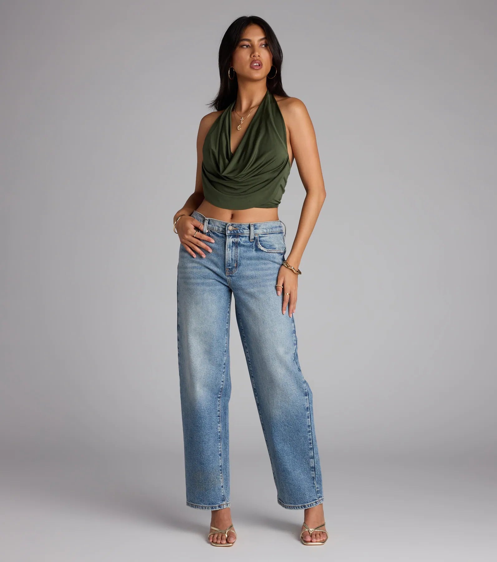 Take The Plunge Sleeveless Halter Crop Top - Image 60