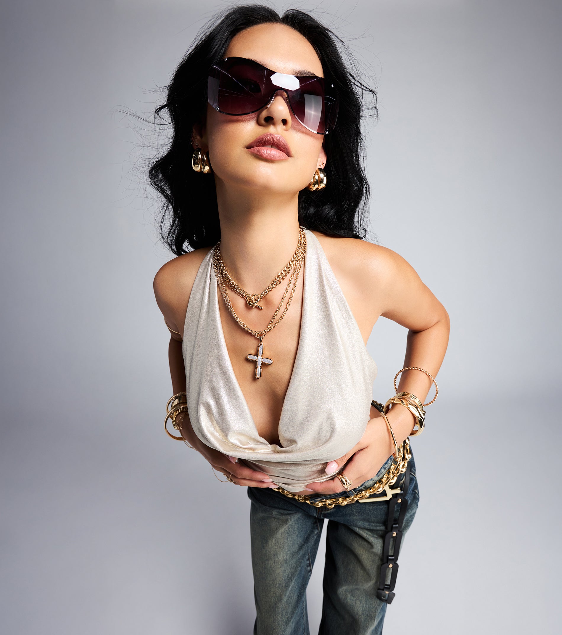Barely Behaving Metallic Halter Crop Top - Image 2