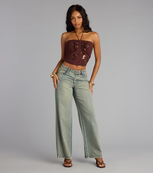 Afterglow Sequin Halter Crop Top - Image 3