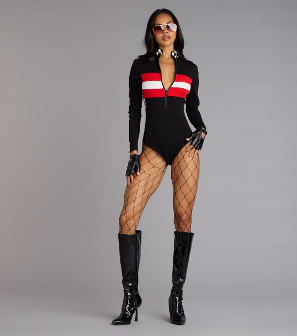 Racing Hottie Long Sleeve Checkered Bodysuit - Image 6