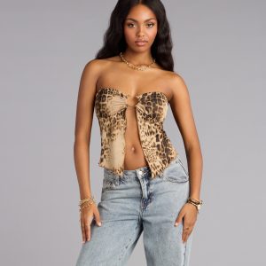 Untamed Flirt Leopard Print Mesh Tube Top