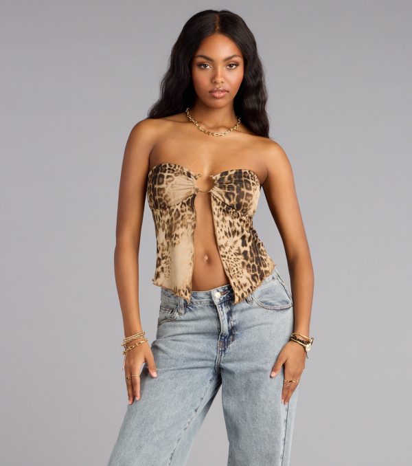 Untamed Flirt Leopard Print Mesh Tube Top