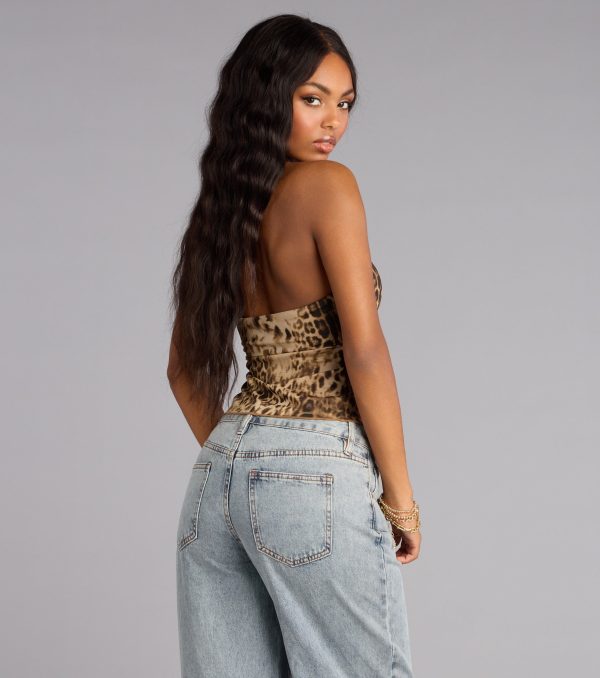 Untamed Flirt Leopard Print Mesh Tube Top - Image 2