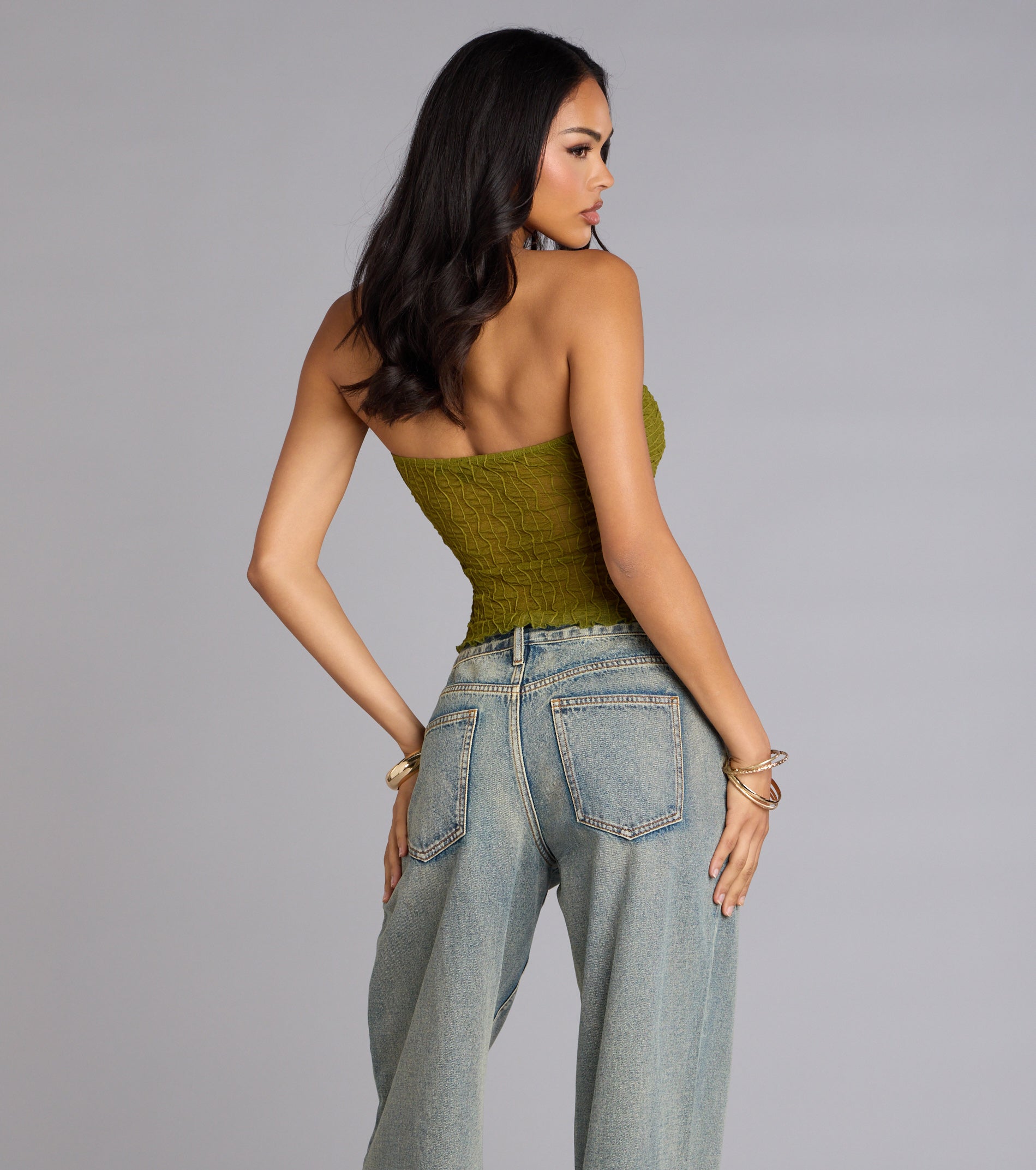 Hot To Go Strapless Slit Crop Top - Image 10