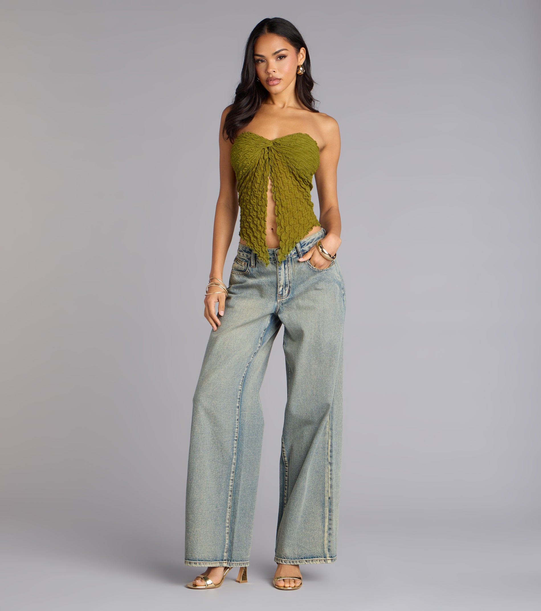 Hot To Go Strapless Slit Crop Top - Image 11