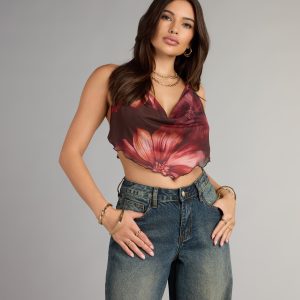 Flirty Vibes Floral Halter Crop Top