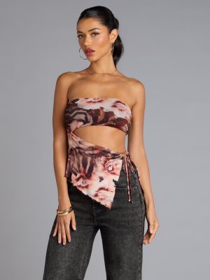Floral Cutie Mesh Asymmetrical Top