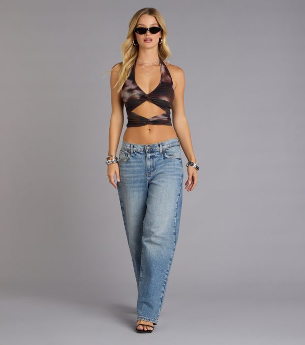 Fierce Moves Abstract Print Cutout Halter Top - Image 4
