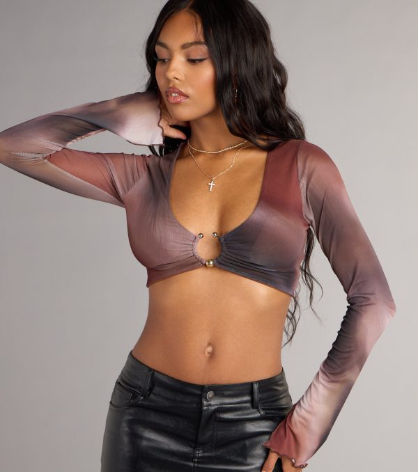 In the Mix Abstract Mesh Plunge Top - Image 3