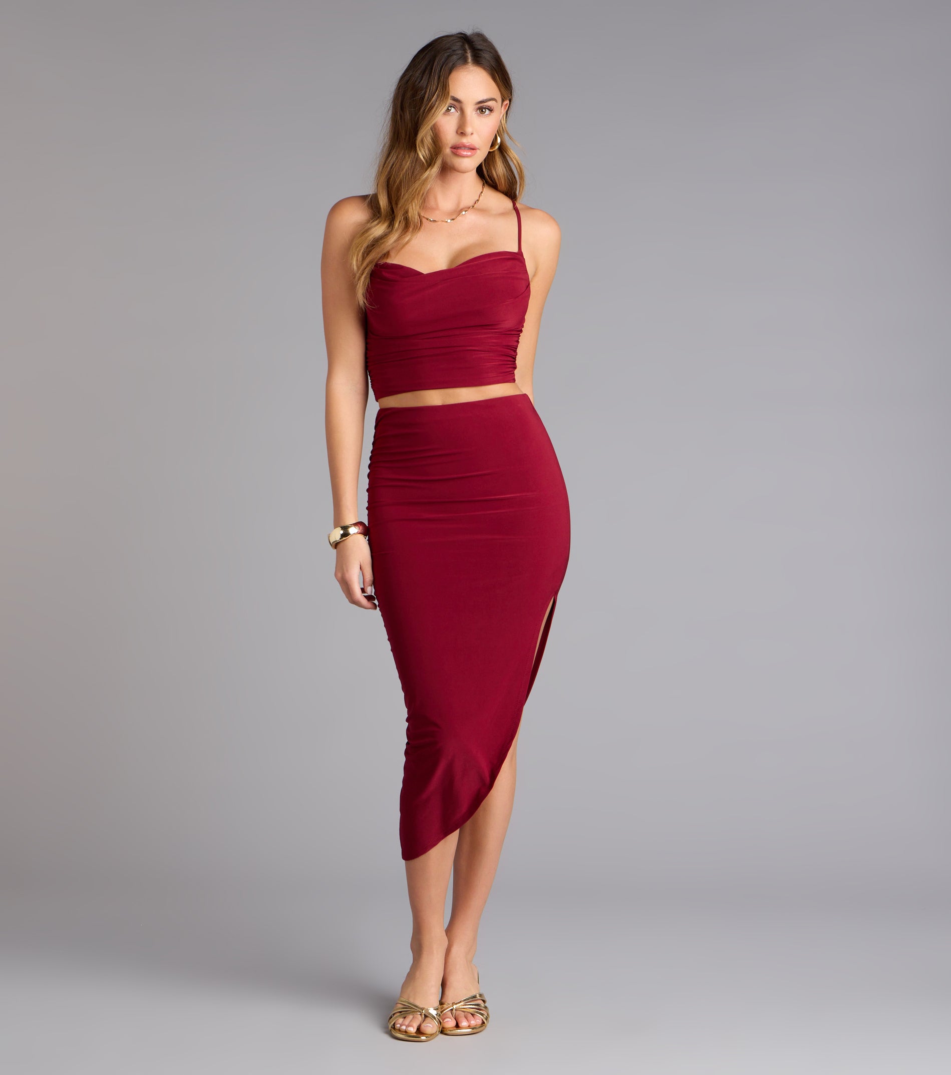 Chic Allure Cowl Neck Crop Top - Image 3