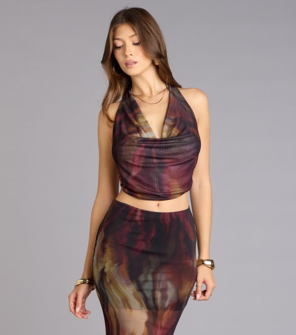 Night Out Muse Abstract Print Halter Top