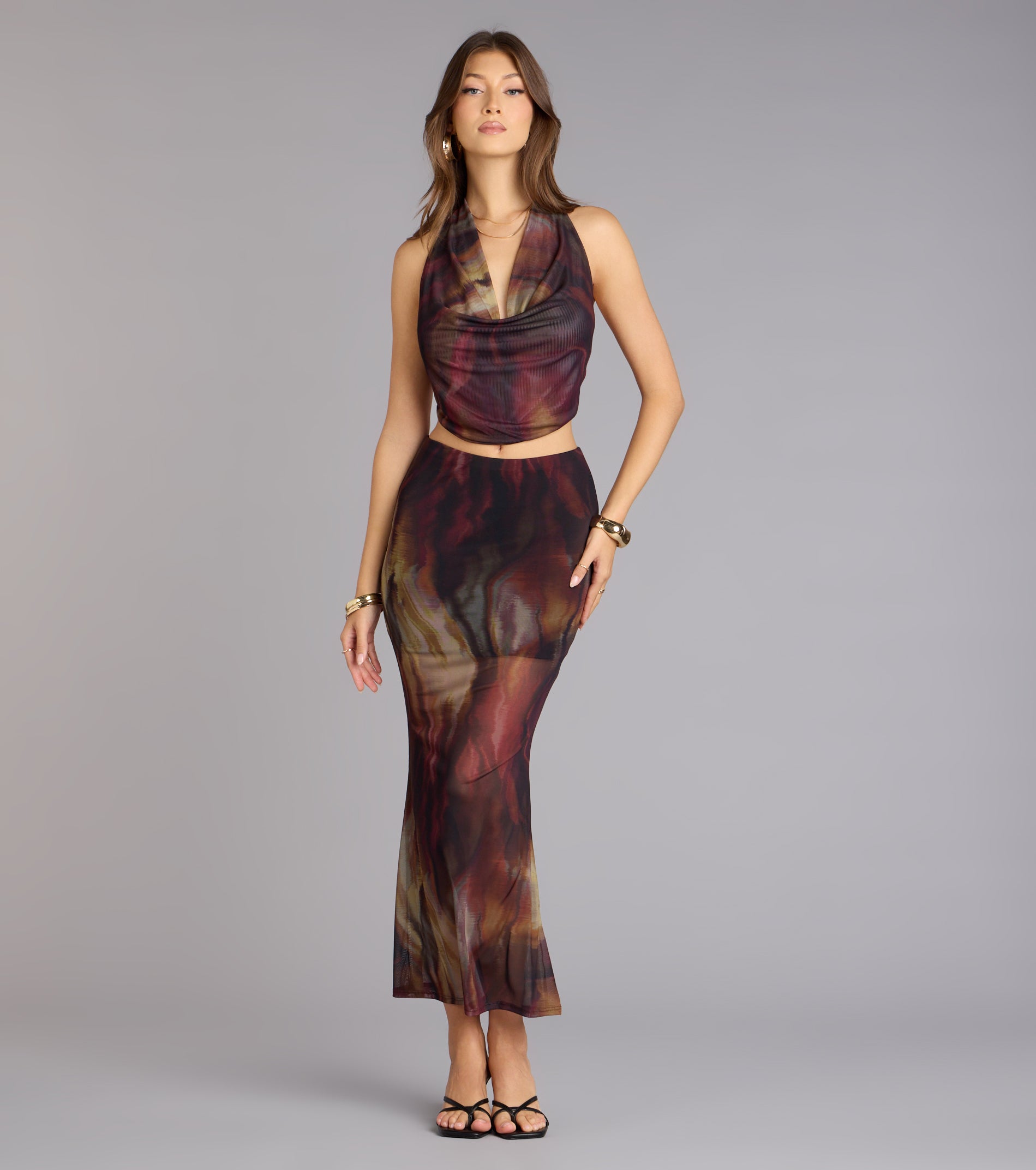 Night Out Muse Abstract Print Halter Top - Image 4