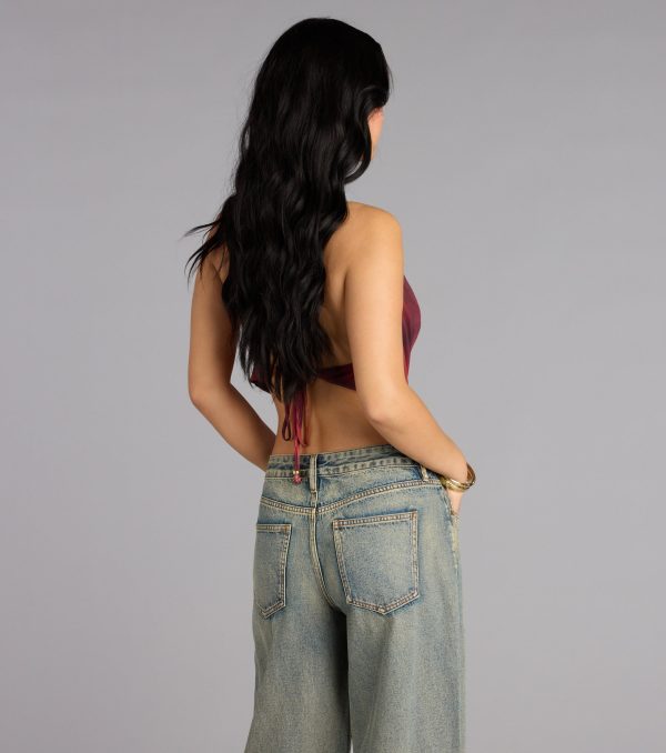 Bold Flow Cowl Halter Crop Top - Image 2