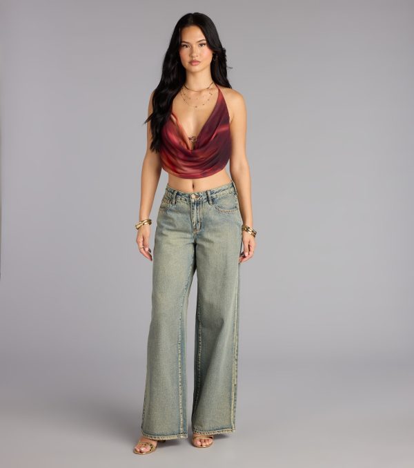 Bold Flow Cowl Halter Crop Top - Image 3