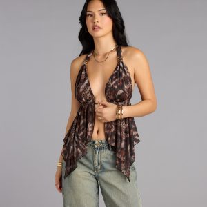 Spotted In Town Plunge Halter Top