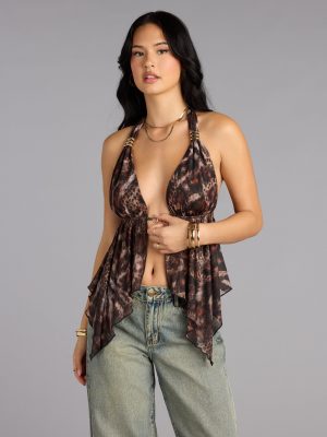 Spotted In Town Plunge Halter Top