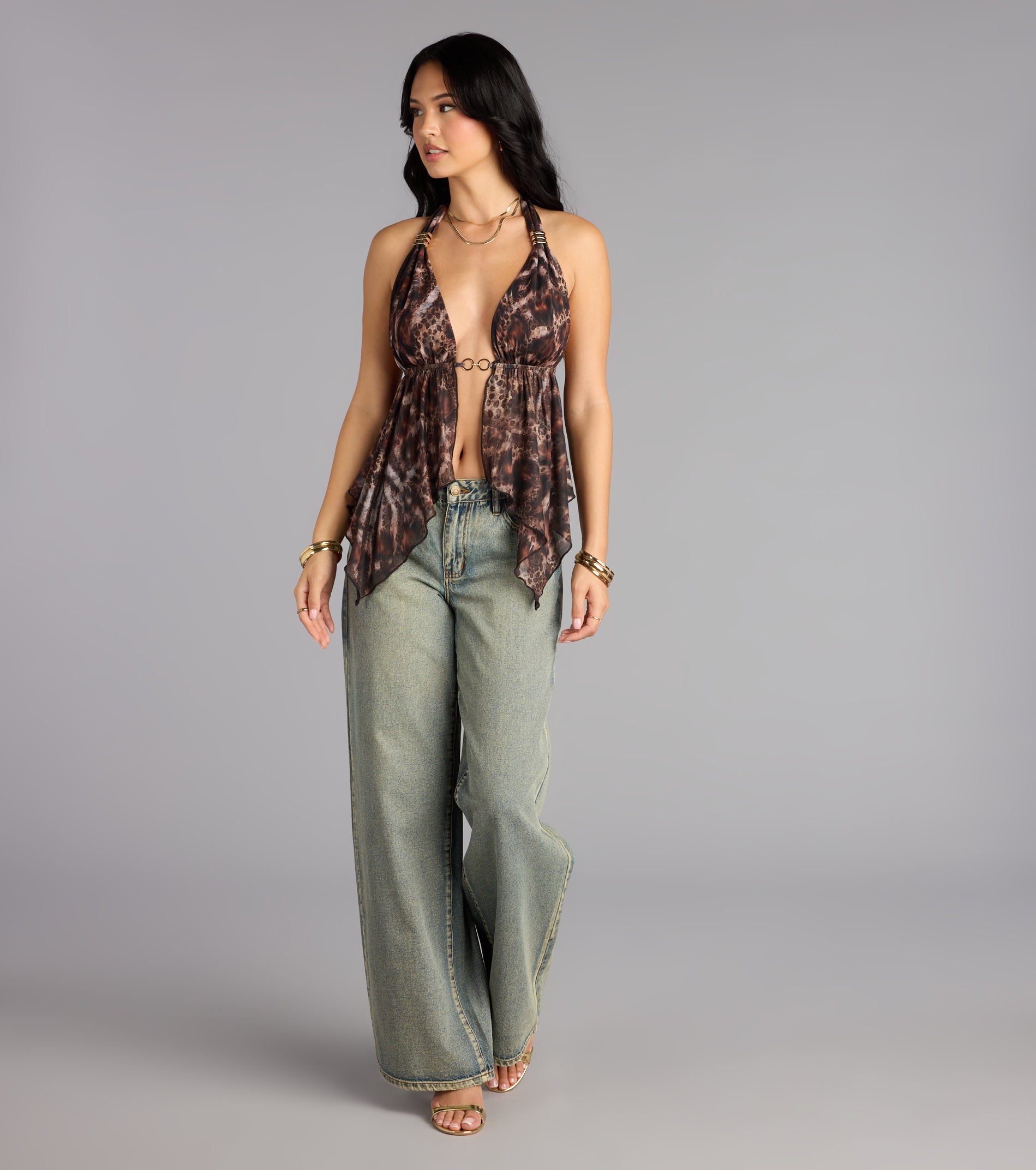 Spotted In Town Plunge Halter Top - Image 3