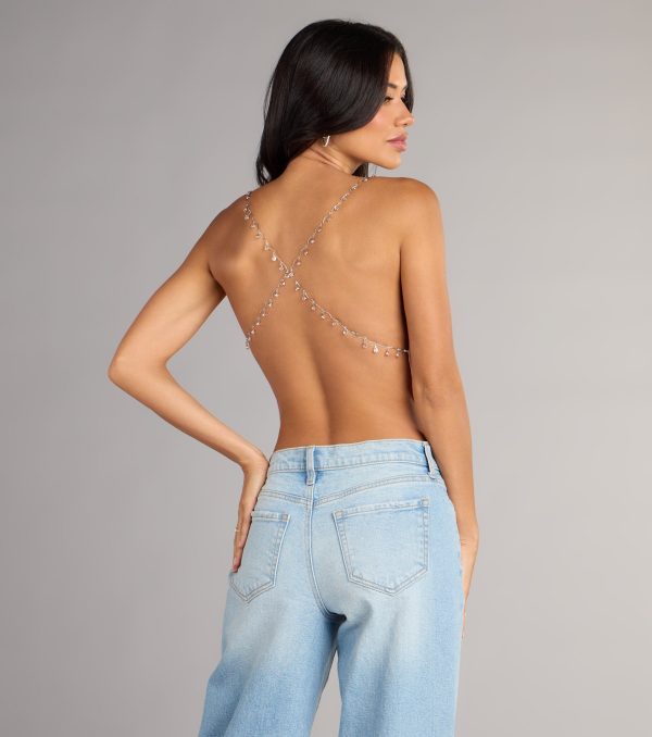 Disco Dream Sequin Rhinestone Chain Halter Top - Image 2