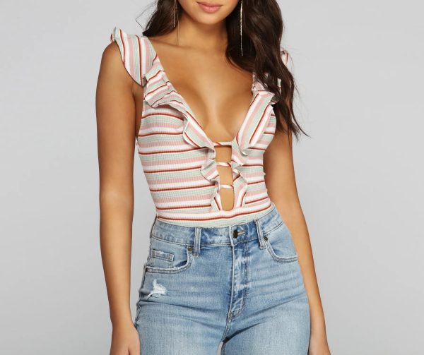 Between The Lines Striped Bodysuit - Image 2