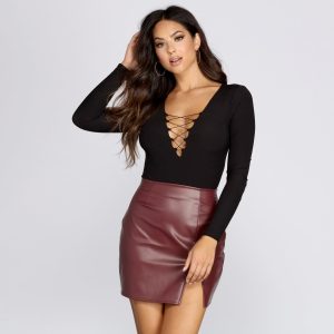Long Sleeve Lace Up Bodysuit
