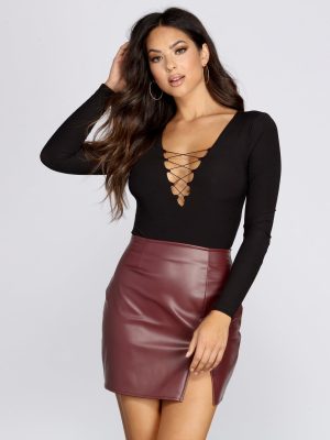 Long Sleeve Lace Up Bodysuit