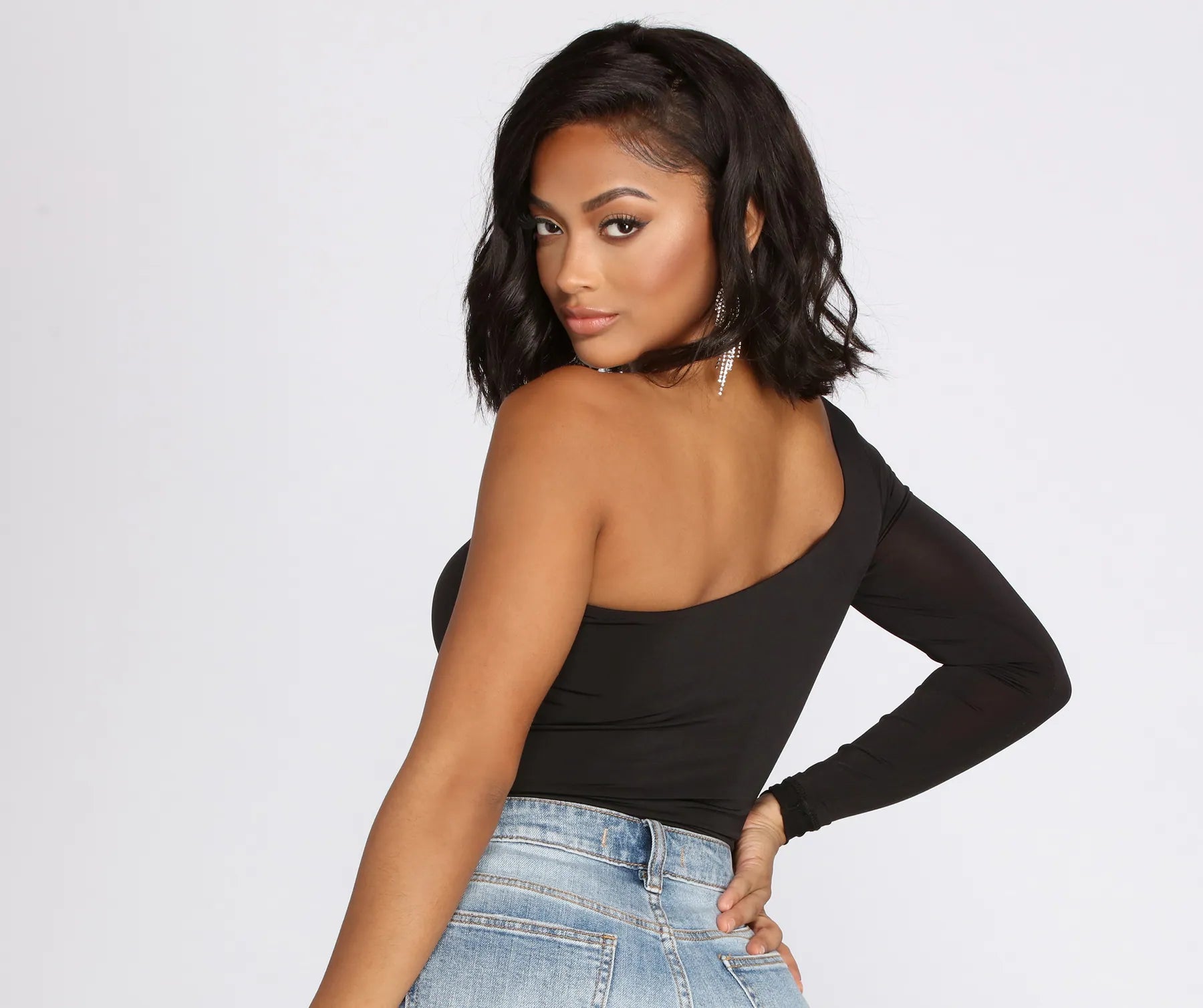 Chic Vibes One Shoulder Bodysuit - Image 7