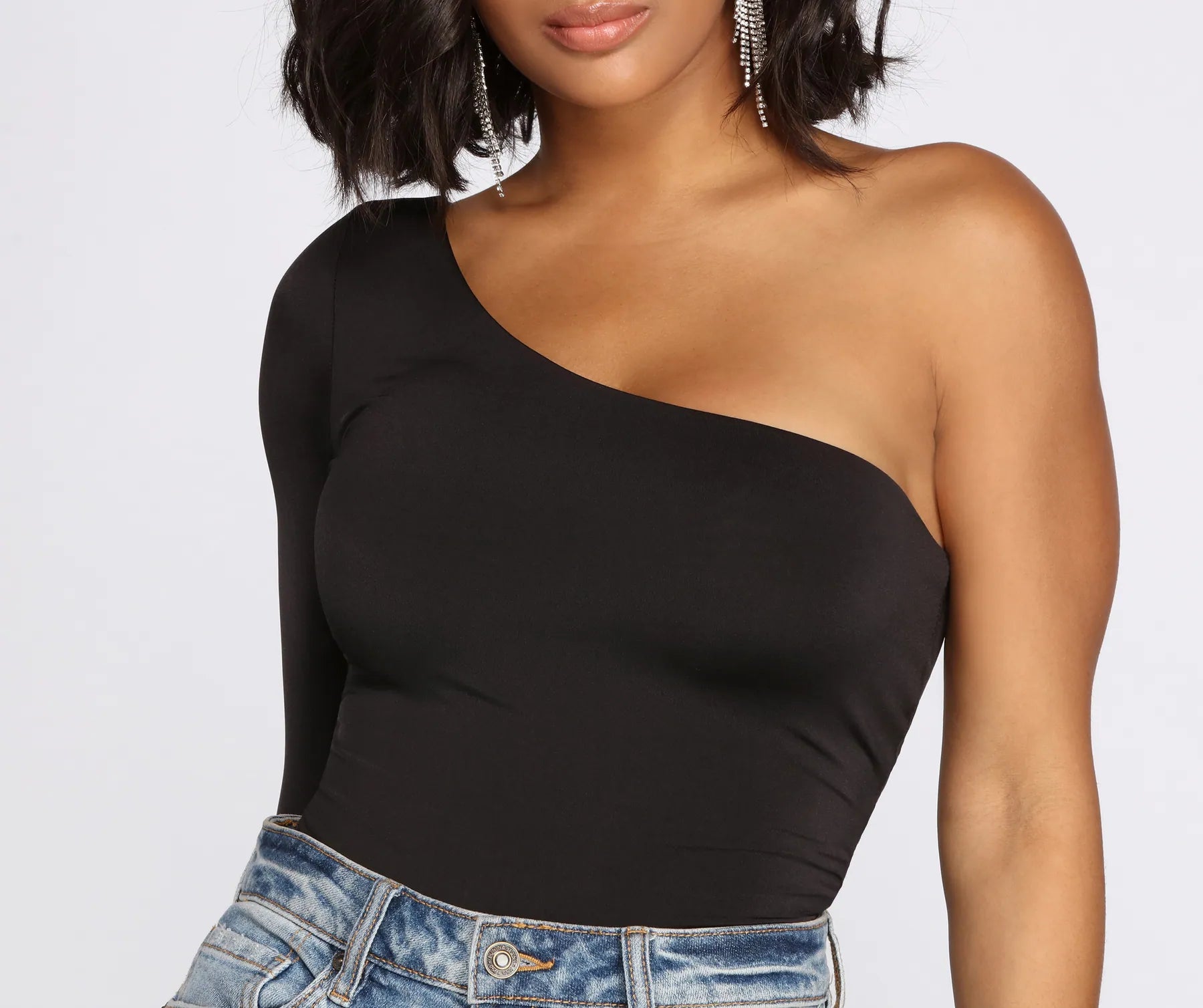 Chic Vibes One Shoulder Bodysuit - Image 8