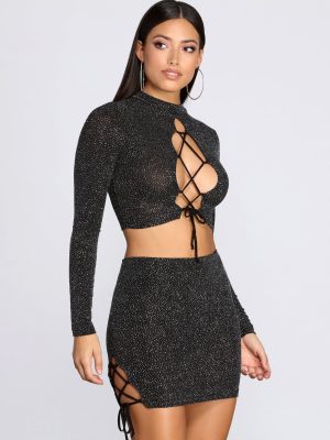 Bling It Together Glitter Crop Top