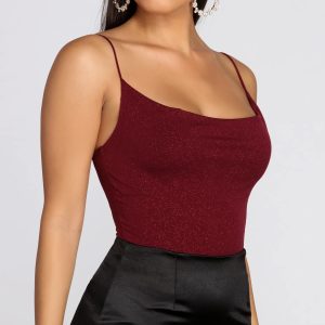 Glitz And Glimmer Cowl Neck Bodysuit