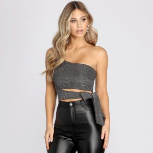 Hit The Lights Tie Waist Crop Top