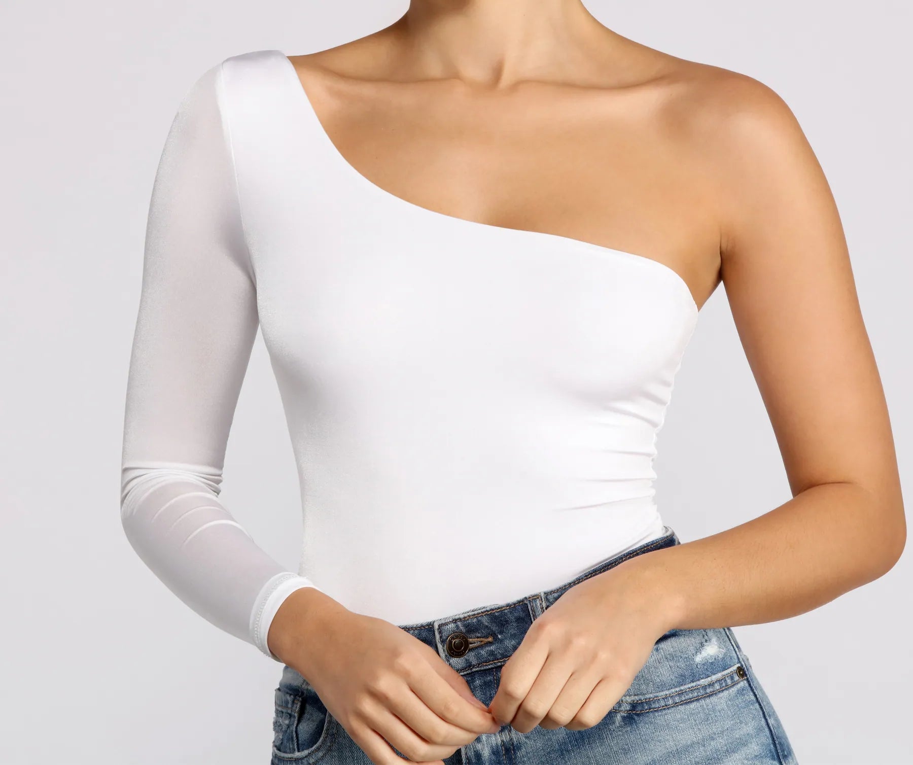 Chic Vibes One Shoulder Bodysuit - Image 3