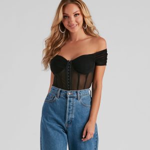 So Chic Mesh Bustier Bodysuit