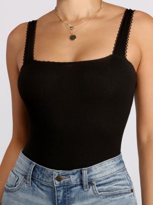 Ribbed Scallop Trim Bodysuit