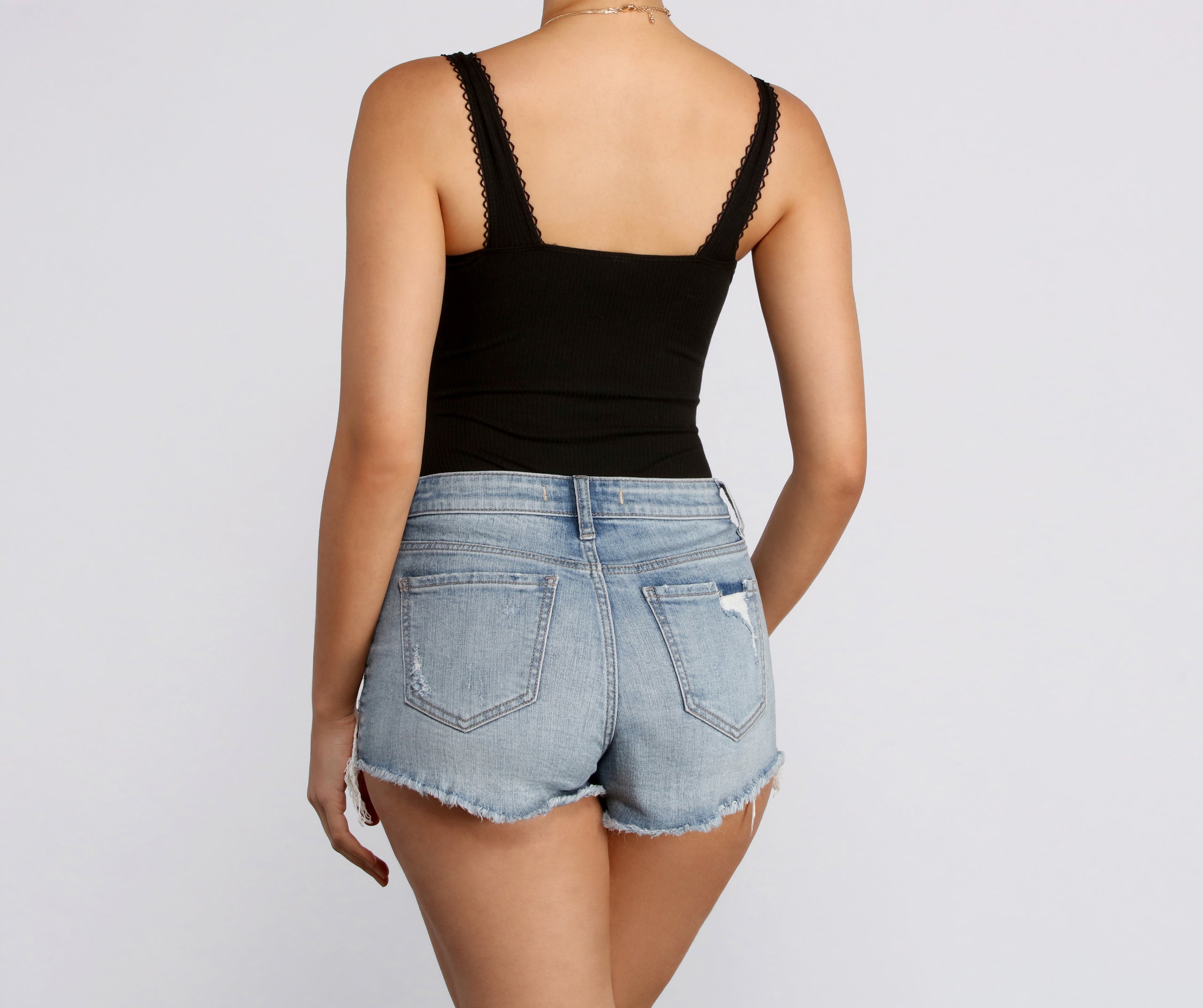 Ribbed Scallop Trim Bodysuit - Image 2