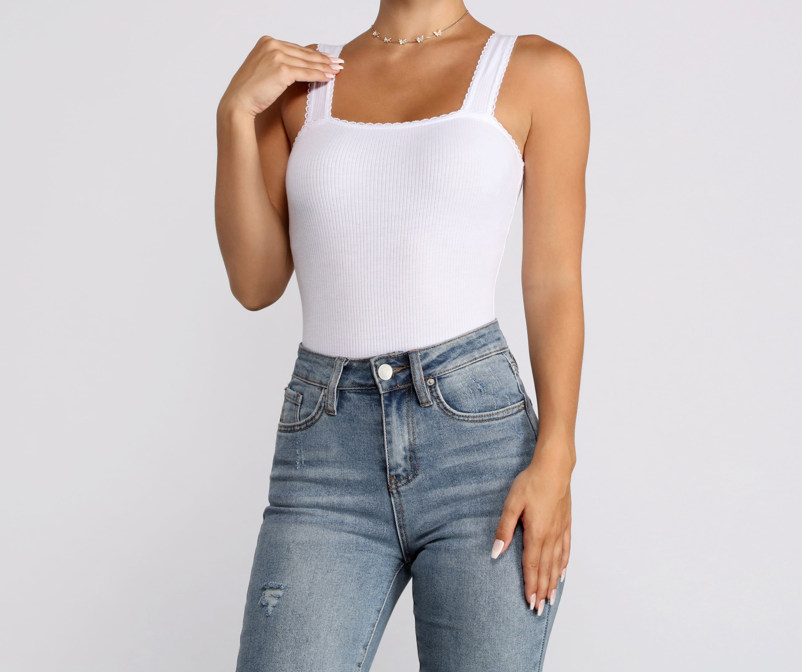 Ribbed Scallop Trim Bodysuit - Image 8